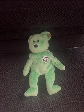 Green Plush Bear with Soccer Patch - Kids Stuffed Animal